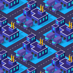 City industrial factories warehouses Isometric 3D illustration