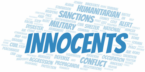 Innocents word cloud. Vector made with the text only.