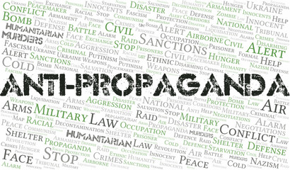 Anti-Propaganda word cloud. Vector made with the text only.