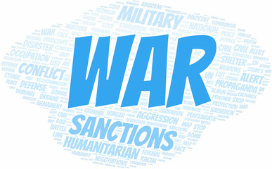 War word cloud. Vector made with the text only.