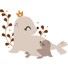 seal mother and baby composition