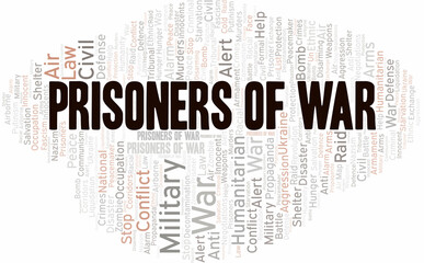 Fototapeta premium Prisoners Of War word cloud. Vector made with the text only.