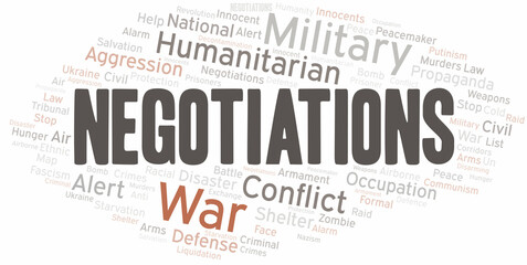 Negotiations word cloud. Vector made with the text only.