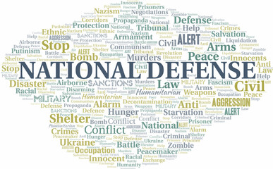 Fototapeta premium National Defense word cloud. Vector made with the text only.