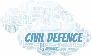 Obraz premium Civil Defence word cloud. Vector made with the text only.