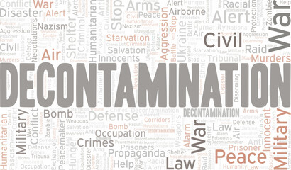 Decontamination word cloud. Vector made with the text only.