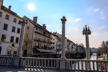 Fishmarket footbridge and the Ljubljanica river