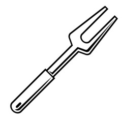 Illustration of steel cooking fork. Stylized kitchen and restaurant utensil.