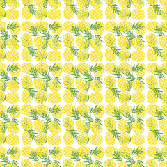 Seamless pineapple pattern. vector illustration with pineapple icons on white background. Vintage pineapple pattern