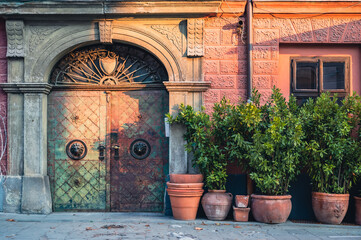 Fototapeta na wymiar Antique door on the streets of Ljubljana