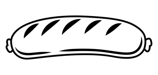 Illustration of grilled sausage. Bbq product. Stylized kitchen and restaurant menu.