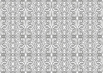 Interlacing abstract ornament in the medieval, romanesque style. Seamless pattern, backgroundin gold and black. ector illustration.