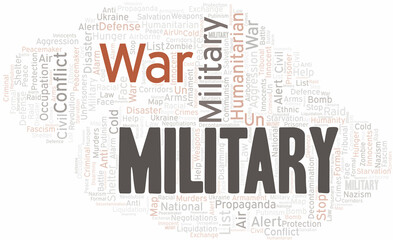 Fototapeta premium Military word cloud. Vector made with the text only.