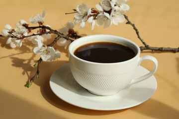 cup of coffee and flowers