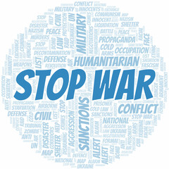 Obraz premium Stop War word cloud. Vector made with the text only.