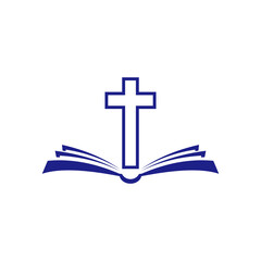 bible logo icon and christian cross