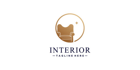 Furniture logo design with modern concept Premium Vector