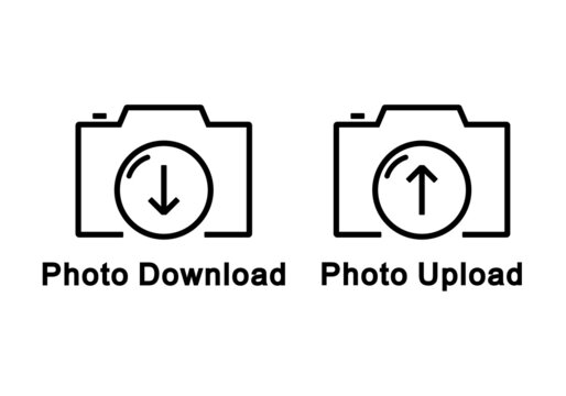 Photo upload. Photo download icon. Vector illustration