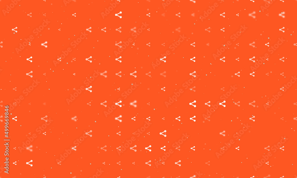 Poster seamless background pattern of evenly spaced white share symbols of different sizes and opacity. vec