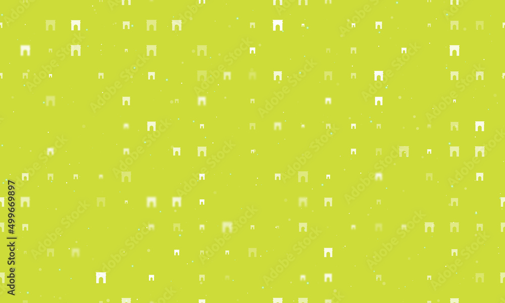Poster seamless background pattern of evenly spaced white arch symbols of different sizes and opacity. vect
