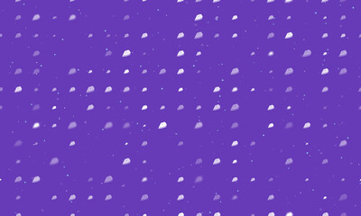 Seamless background pattern of evenly spaced white iron symbols of different sizes and opacity. Vector illustration on deep purple background with stars