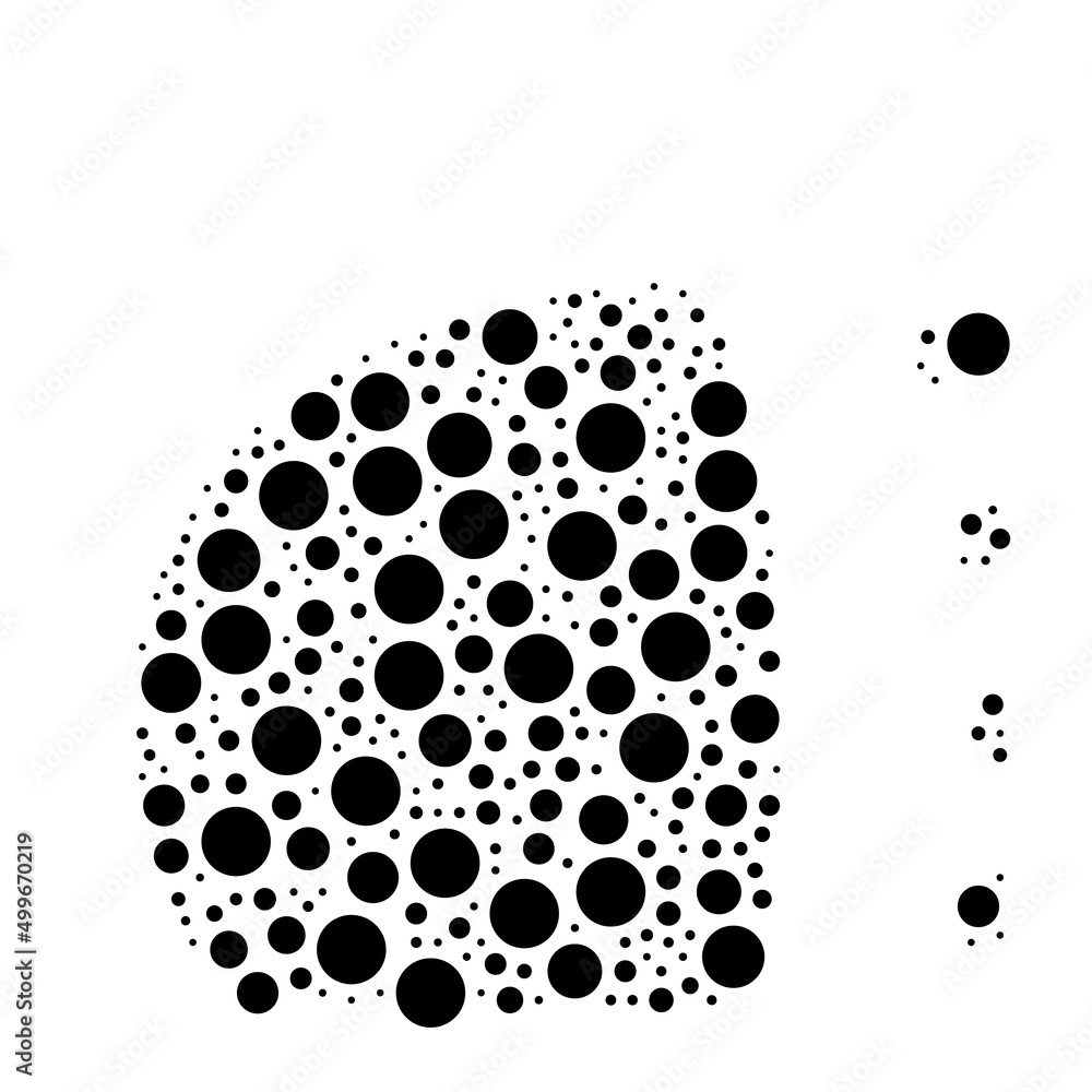 Poster a large headlight symbol in the center made in pointillism style. the center symbol is filled with b