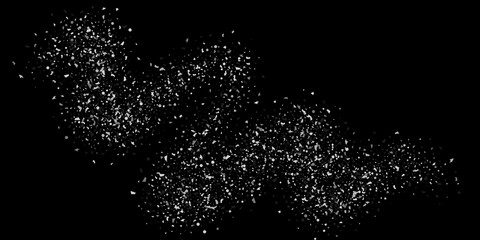 Silver confetti point on a black background. Luxury festive background. Silver grainy abstract texture overflows against a black background. Element of design. Vector illustration, EPS 10.