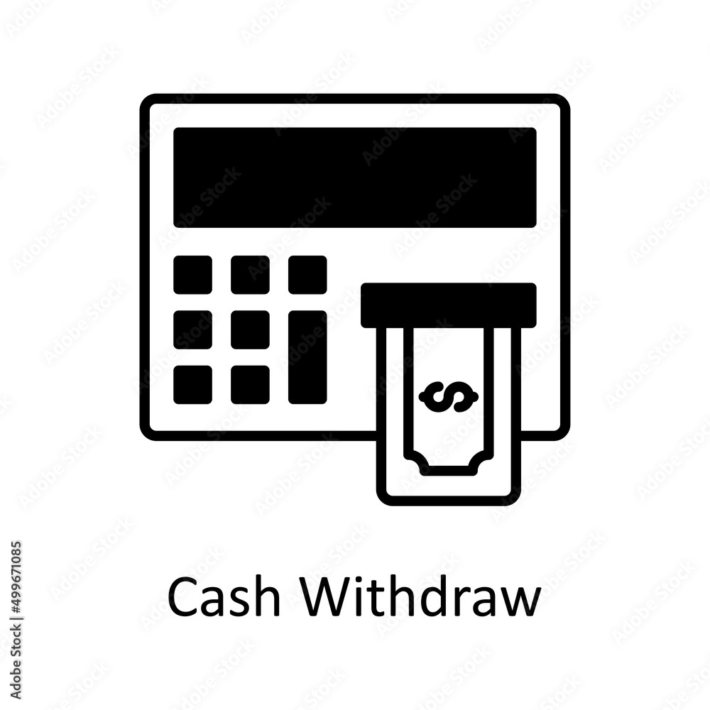 Poster cash withdraw vector solid icon for web isolated on white background eps 10 file