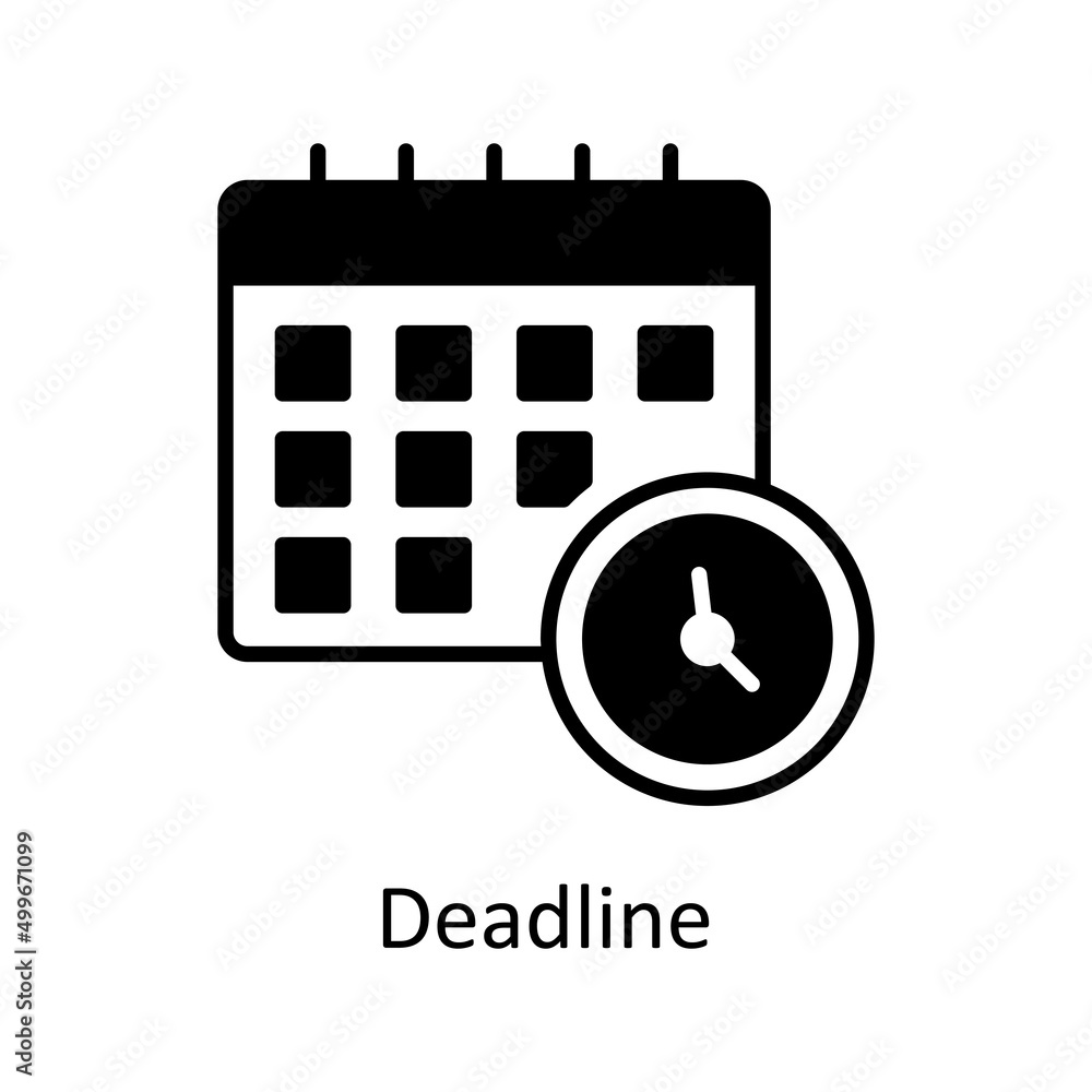 Poster Deadline vector Solid icon for web isolated on white background EPS 10 file