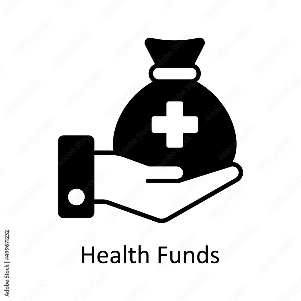 Poster health funds vector solid icon for web isolated on white background eps 10 file