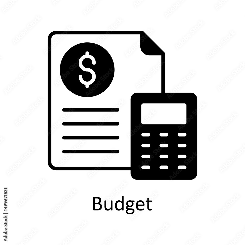 Poster Budget vector Solid icon for web isolated on white background EPS 10 file