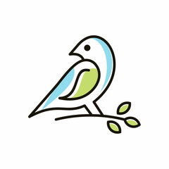 bird leaf logo vector line art 