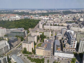 Fototapeta premium Panorama Warszawy, Park Saski, Plac Piłsudskiego, Stadion Narodowy