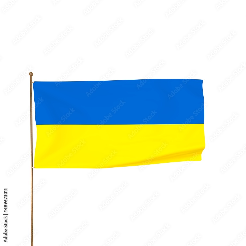 Poster ukrainian flag in the wind. 3d rendering simulation.