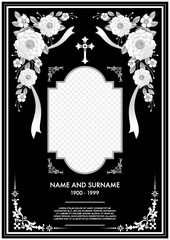 Memorial & Funeral Card Templates with flowers paper cut