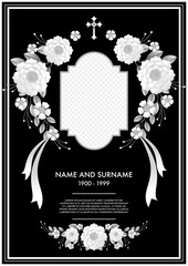Memorial & Funeral Card Templates with flowers paper cut