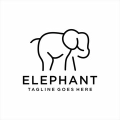 elephant logo or label. Line style logotype template. Easy to use business templates.