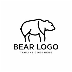 bear line drawing logo, icon, label. Decorative elements. in trendy line style.