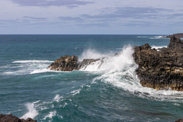 Cliffs of Los Hervideros on the island of Lanzarote, Canary Islands