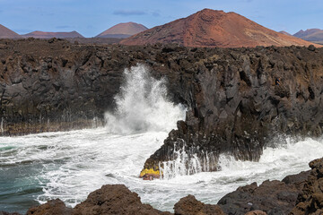 Cliffs of Los Hervideros on the island of Lanzarote, Canary Islands