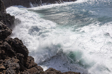 Cliffs of Los Hervideros on the island of Lanzarote, Canary Islands