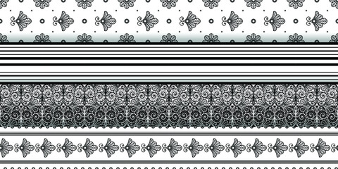 ornaments floral pattern seamless black and white