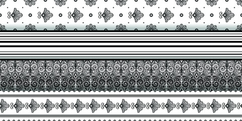 ornaments floral pattern seamless black and white