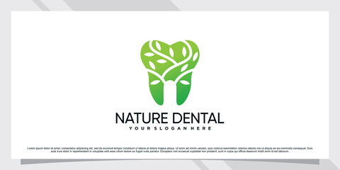 Dental combined leaf logo for business company with creative element