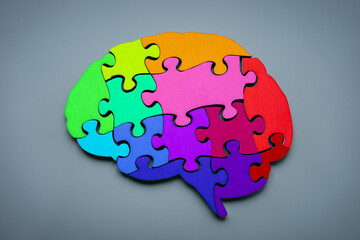 Fototapeta Neurodiversity concept. Brain from colorful puzzle pieces. obraz