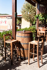 Naklejka na ściany i meble Wine tasting at the winery in Greece, winemaking concept