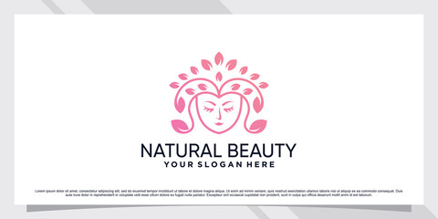 Natural beauty icon logo for woman with creative element
