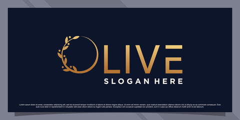 Obraz premium Olive oil icon logo template with creative element