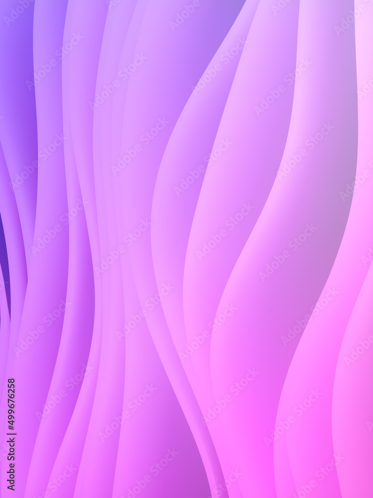Poster wavy neon color abstract vertical background. 3d rendering digital illustration