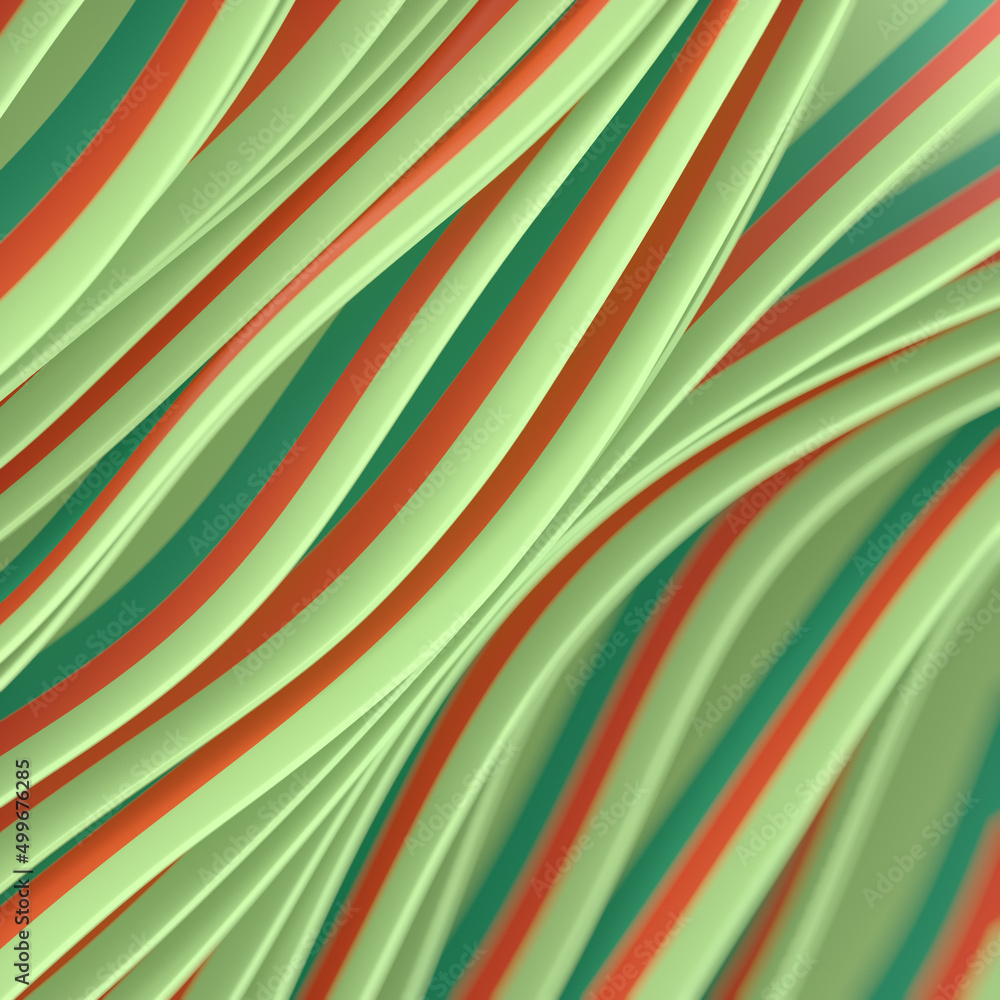 Aufkleber smooth wavy digital illustration of colorful fabric stripes in the wind. modern background abstract 